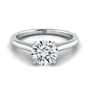Pinched Cathedral Solitaire Engagement Ring Setting in Platinum