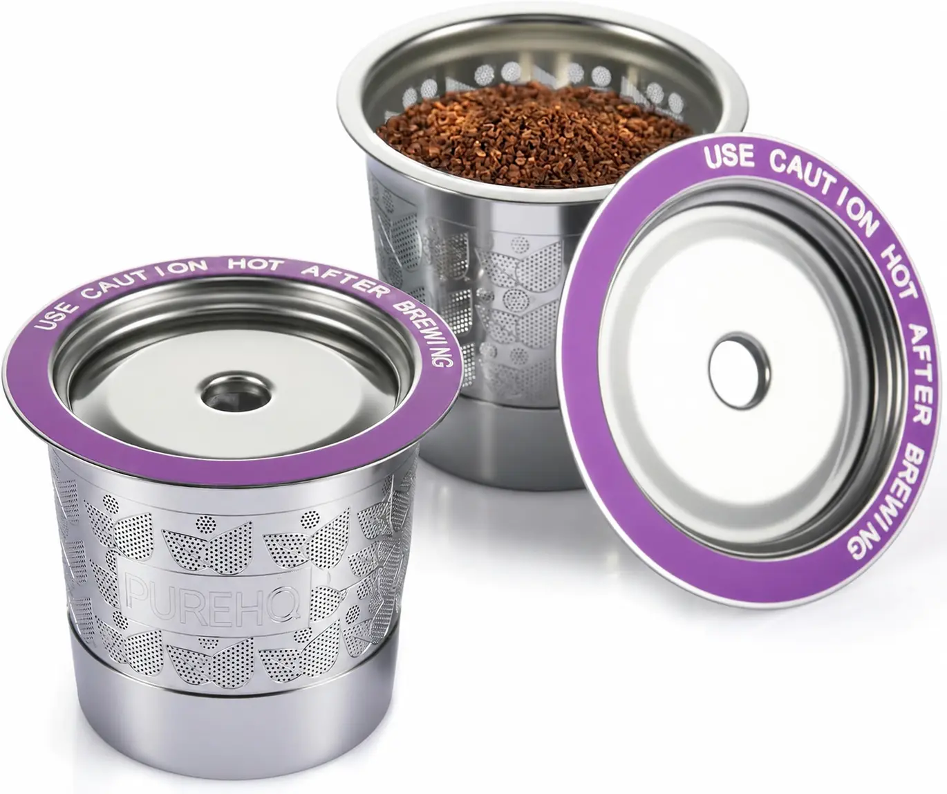 Reusable K Cups for Keurig Coffee Maker - Stainless Steel Filter Pods for Keurig 2.0 Brewers - Metal Refillable K Cup Fits K-Elite, K-Classic - Reusable Single Serve - 2 Pack
