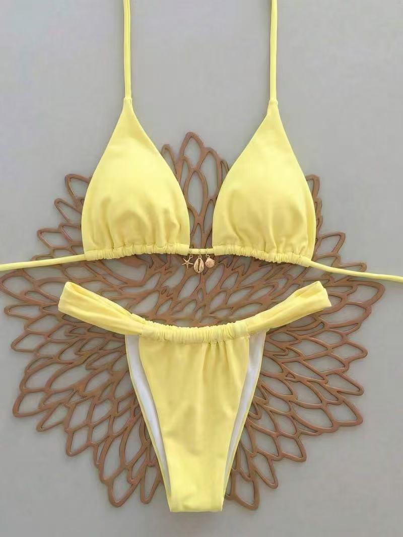 Women's Split Swimsuit, Two Piece Set - Solid Color Design | High Waist Bikini Set | Suitable for Summer Beach Vacation, Hot Springs, and Water Parks | Swimsuit