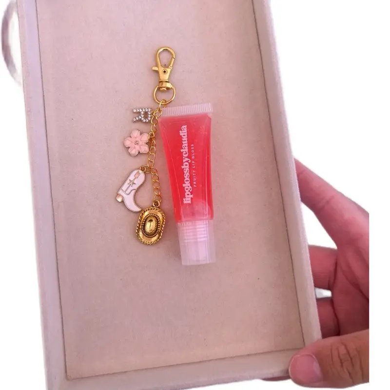 *4 CHARMS* Personalize Your Own Lip Gloss Keychain with Charms - Glossy Finish, Lightweight Formula, Vegan & Cruelty-Free, Fruity Scents, Perfect for Travel Beauty Products