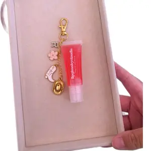 *4 CHARMS* Personalize Your Own Lip Gloss Keychain with Charms - Glossy Finish, Lightweight Formula, Vegan & Cruelty-Free, Fruity Scents, Perfect for Travel Beauty Products