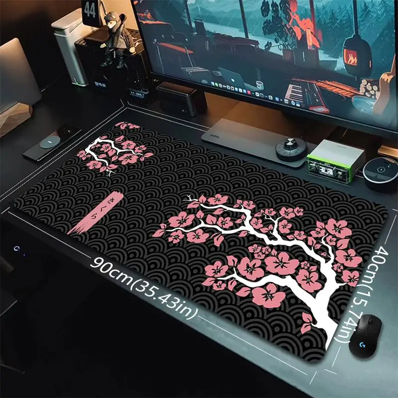 Creative Flower Sakura Pattern Extended Mouse Pad, 1 Count Rectangle Gaming Mouse Pad, Office Desk Keyboard Mat For Home Office Desk