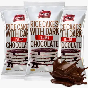 LIEBERS Dark Chocolate Rice Cakes, Kosher Certified Dairy Free, Gluten Free Snack (Dark Italian Chocolate) Pack Of 3
