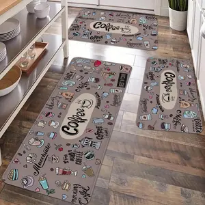 2/3pcs kitchen anti slip carpet floor mat set, Kitchen area rug, kitchen anti fatigue floor mat, flannel anti slip kitchen carpet floor mat, suitable for kitchen, laundry room, room decoration floor mat, Home Decor Rugs