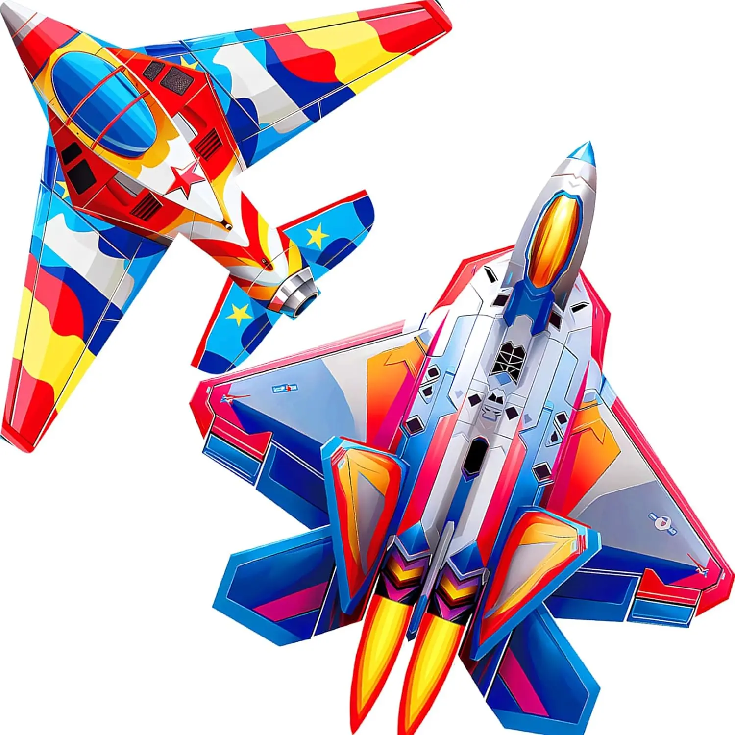 HENGDA KITE 2 Pack Fighter Plane Airplane Kites for Kids and Adults,Aircraft Kite Easy to Fly,Beach Kites for Family Outdoor Toy Games & Activities,Suitable for Beginners