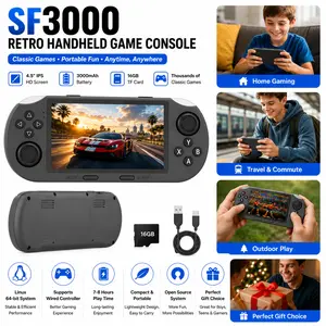 SF3000 Retro Handheld Game Console with 4.5 Inch IPS Screen, 3000mAh Rechargeable Battery, 16GB TF Card, Portable Retro Gaming Console, Classic Video Game Console for Boys, Teens, Gamer Gifts & Accessories