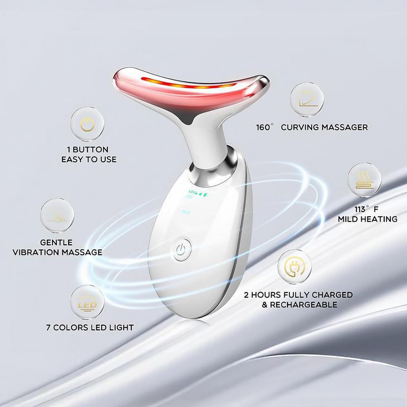 Cotsoco 7 Color Facial Massager Tool, Facial and Neck Massager with 7 LED Light, Skin Care Device, Suitable for Neck Facial Leg, Gift for Women Mother