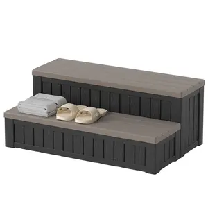 [Mother's Day gift]Storage Bench with Extra Storage Space, Non-Slip Waterproof Shoe Storage Stool – 21+11 Gallon Dual Compartment Organizer for Entryway, Bedroom, Living Room Summervibes