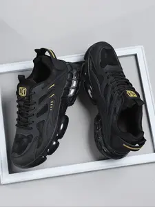 Men's Patchwork Lace Up Sneakers, Casual Comfortable Breathable Sports Running Shoes, Male All-match Round Toe Shoes for Daily Wear, Workout Sneakers