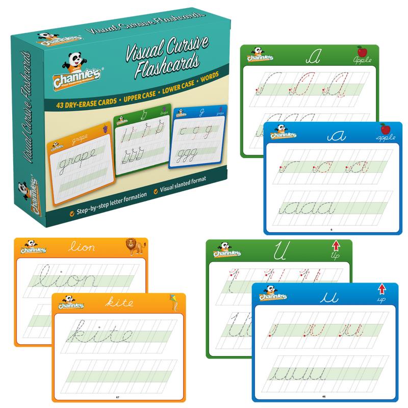 Dry-Erase Visual Cursive Flash Card Set, 43 Cards