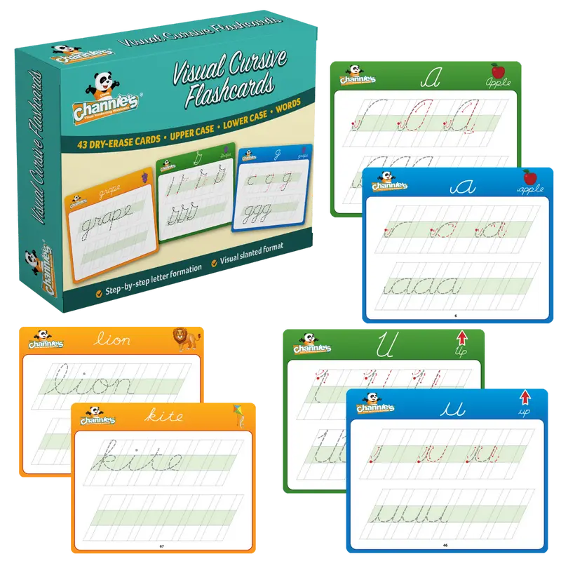 Dry-Erase Visual Cursive Flash Card Set, 43 Cards