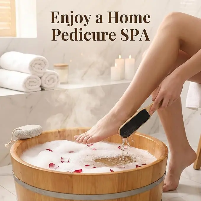 1pc Foot File and Pumice Stone Set, Wooden Callus Remover for Feet, Pedicure Tools for Removing Dead Skin & Hard Heels