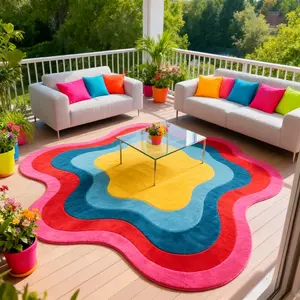 1pc Bohemian Style Balcony Large Area Carpet Modern Simple Abstract Living Room Decoration Colorful Rug Ins Dopamine Color Bedroom Soft Foot Mat Fashionable High-end Lounge Washable Mat Boho Area Rug