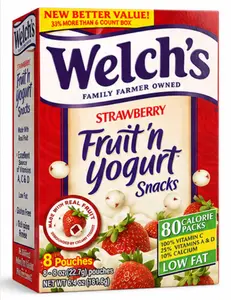 Welch's Strawberry Fruit'n Yogurt Snacks 8 Pouches (Pack of 2)