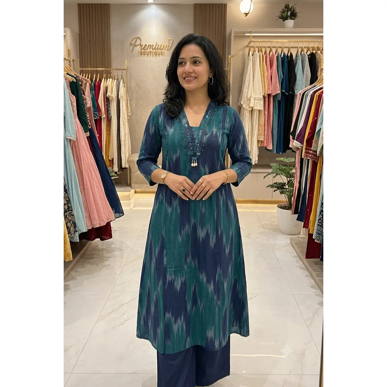 Pure Cotton Ikkat with Plazzo Coord Set