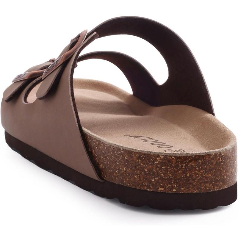 Unisex Cork Footbed Slide Sandal with Adjustable Buckle for Women & Men - Comfortable Arch Support & Natural Cork Insole for Summer Outdoor Activities Shoe Footwear