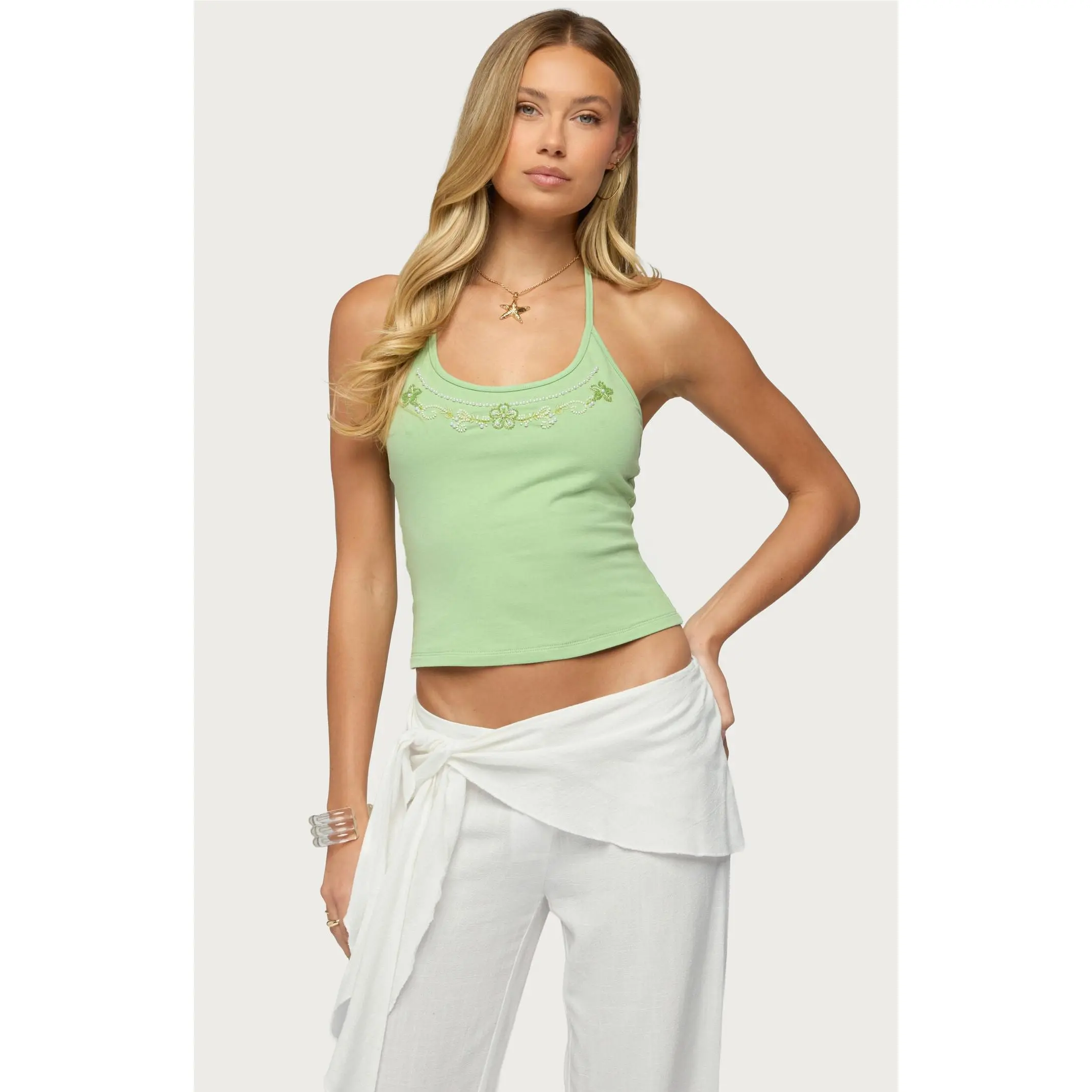 Edikted Women's Jeannie Beaded Halter Top