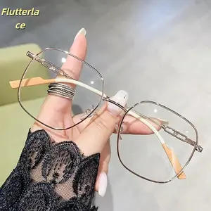 Blue Light Blocking Polygon Metal Frame Glasses for Women Men Oversized Computer Glasses Anti Eye Strain Fashion Eyeglasses Non Prescription & Myopia Options Lightweight Screen Time Work Office Daily Wear