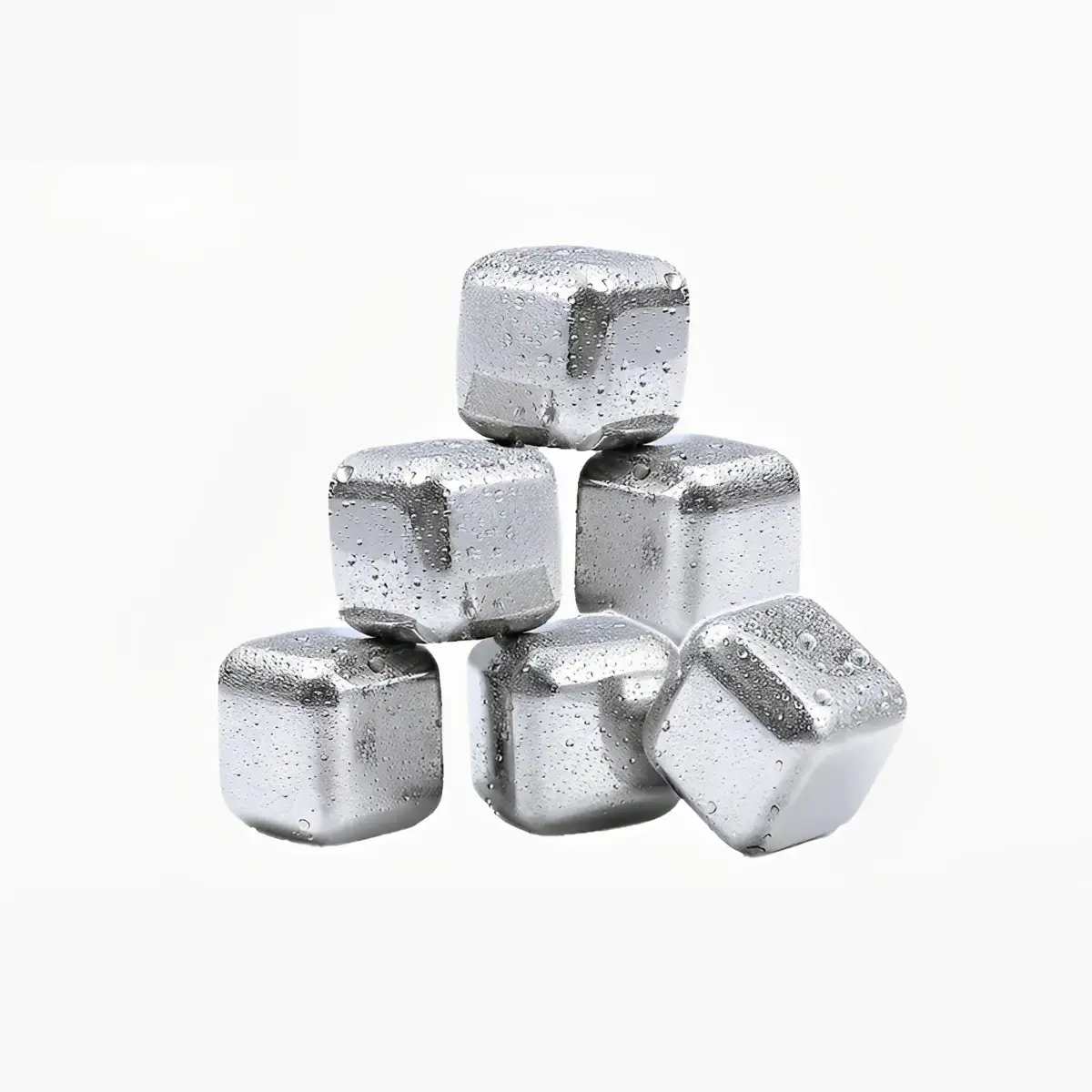 Unisex 6/8-Piece Square Reusable Stainless Steel Ice Cubes - BPA-Free Whiskey Stones, Preserves Whiskey Aroma, Fits Drink Types Including Brandy, Wine, Ideal for Home Bar, Parties