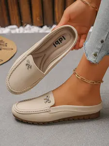 2026 Spring Ballet Flat Mules, Comfortable Breathable PU Leather Slip-On Shoes, Casual Everyday Wear, Sizes 35-43