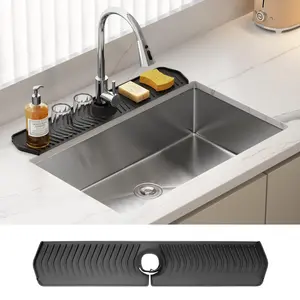Silicone Sink Faucet Splash Guard,30 Inch Sink Splash Guard Behind Faucet,Silicone Faucet Mat For Kitchen Sink,Sink Faucet Mat,kitchen splash guard for sink,Water Drip Catcher Mat,30x6 Inch