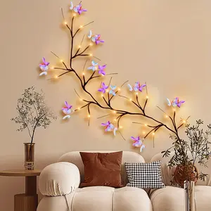1pc Butterfly Branch LED Wall Light, 4. 26FT 30 LEDs USB Powered with 8 Lighting Modes, Decorative Fairy Light for Indoor Room, Living Room, Office, Outdoor Patio, Garden, Backyard, Lawn, Fence, Corridor, Wall Decor, Valentine's Day, Christmas Decoration,