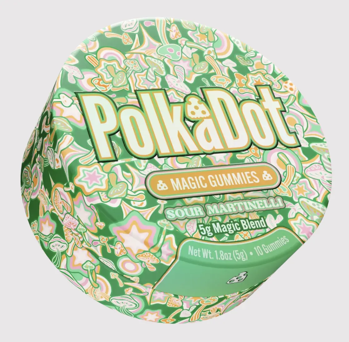 Polkadot Sour Martinelli Gummies, 110 Count, High Potency Plant-Based Gummies, Sour Apple, Soft Chewy Gummies, 100% Organic Ingredients, High-Quality Formula, Freshness-Sealed, Secure Reusable Metal Tin, Travel-Friendly Packaging, Proudly Made in USA