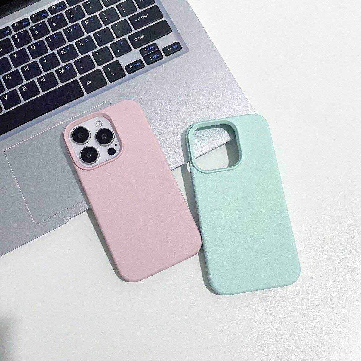 Soft Bumper Matte Phone Case, Faux Leather Texture Anti-Slip Cover, Raised Lip Shockproof Protection with Extra Large Camera Cutout, Universal for iPhone 11/12/13/14/15/16/17 Pro Max/Plus/Air