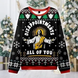 Ugly Christmas Sweater Funny Jesus Ugly Christmas Sweater, Disappointments All of You Meme Shirt, Sarcastic Holiday Jumper, Unisex Xmas Gift for Him Her.