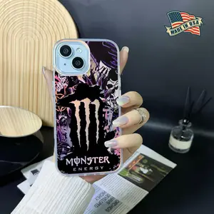 Monster Energy Phone Case for iPhone 17 16 15 14 Pro Max Plus | Cool Dark Anime Graphic Gothic Shockproof Clear Silicone Protective Cover