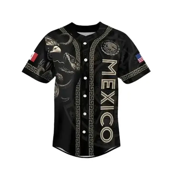 Mexico Heat Baseball Jersey-Sporty & StylishButton-Up with Green, White & Red Accents! Mexican Hot Weather Baseball Jersey, Stylish Button Design with Accents, Perfect for Sports Fans & Casual Wear Sports Clothing