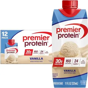 Premier Protein Shake, Vanilla, 30g Protein, No Added Sugar, 24 Vitamins & Minerals to Support Immune Health, 11 fl oz, 12 Pack