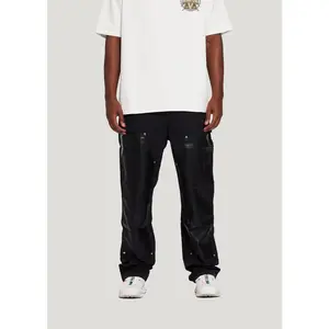 Nylon Leather Double Knee Pant (Black)