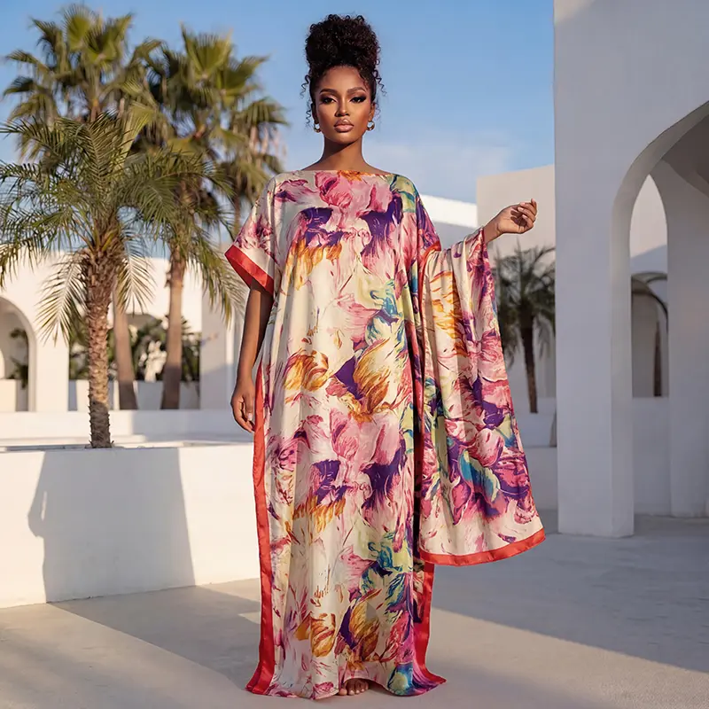 Boho Floral Print Kaftan Set - Lightweight, Breathable, Perfect for Summer Vacations