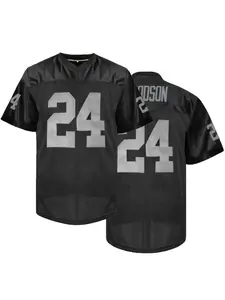 Men's #24 Letter Embroidered American Football Lightweight Jersey, Loose V-Neck Classic Retro Mesh Short Sleeve Pullover Sportswear Suitable For Streetwear Hip-Hop, Football, Daily Party, Sports Training