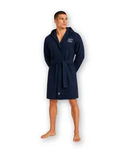 CR7 Men's Hooded Waffle Weave Bathrobe, Navy