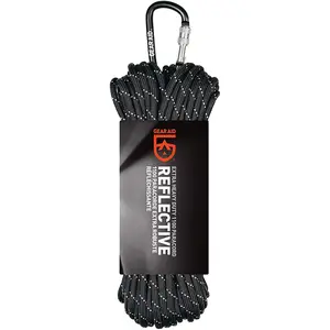 Gear Aid 100 ft. Extra Heavy Duty 1100 Paracord with Carabiner -Black/Reflective
