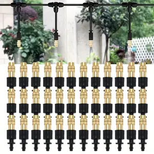 50pcs/100pcs Adjustable Brass Mist Nozzles and Connectors for 4/7mm PVC Hose Drip Irrigation System - Efficient Watering System for Outdoor Plnts, Garden, Terrace, Greenhouse, Lawn, and Vegetables