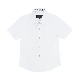 Short Sleeve Dress Shirt - White Casual Top with Collared Design, Short Sleeves, Button Front, Ideal for Men