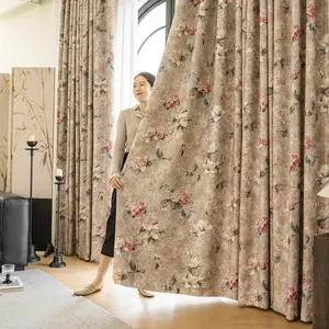 Vintage Oil Painting Style American Country Print Thick Blackout Curtain, Warm Sun Protection UV Blocking Noise Reduction Dustproof Drapery