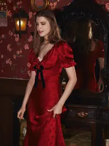 Serita Jacquard Satin Maxi Dress In Red