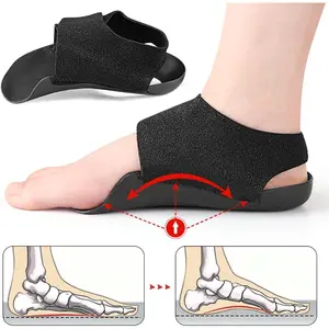 ‌Arch Support Insoles with Ankle Sleeves for Flat Feet Pain Relief Orthotic Footbed for All-Day Comfort Walking Running Black Footwear