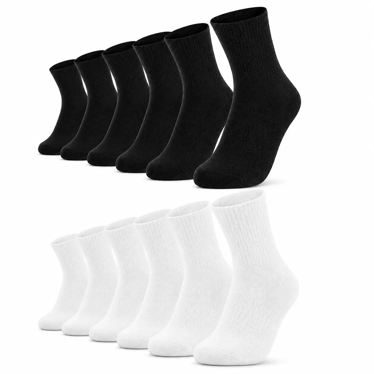 6 Pairs Cotton Crew Socks for Women and Men Cushioned Athletic Long Socks for Hiking Running Walking Gym