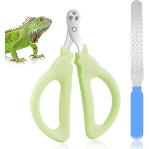Bearded Dragon Nail Clippers, Stainless Steel Cat Claw Clippers with Nail File, Pet Paw Trimmer Tool for Cats, Kittens, Guinea Pig, Rabbits, Birds, Ferret Small Breed Animals(Green)
