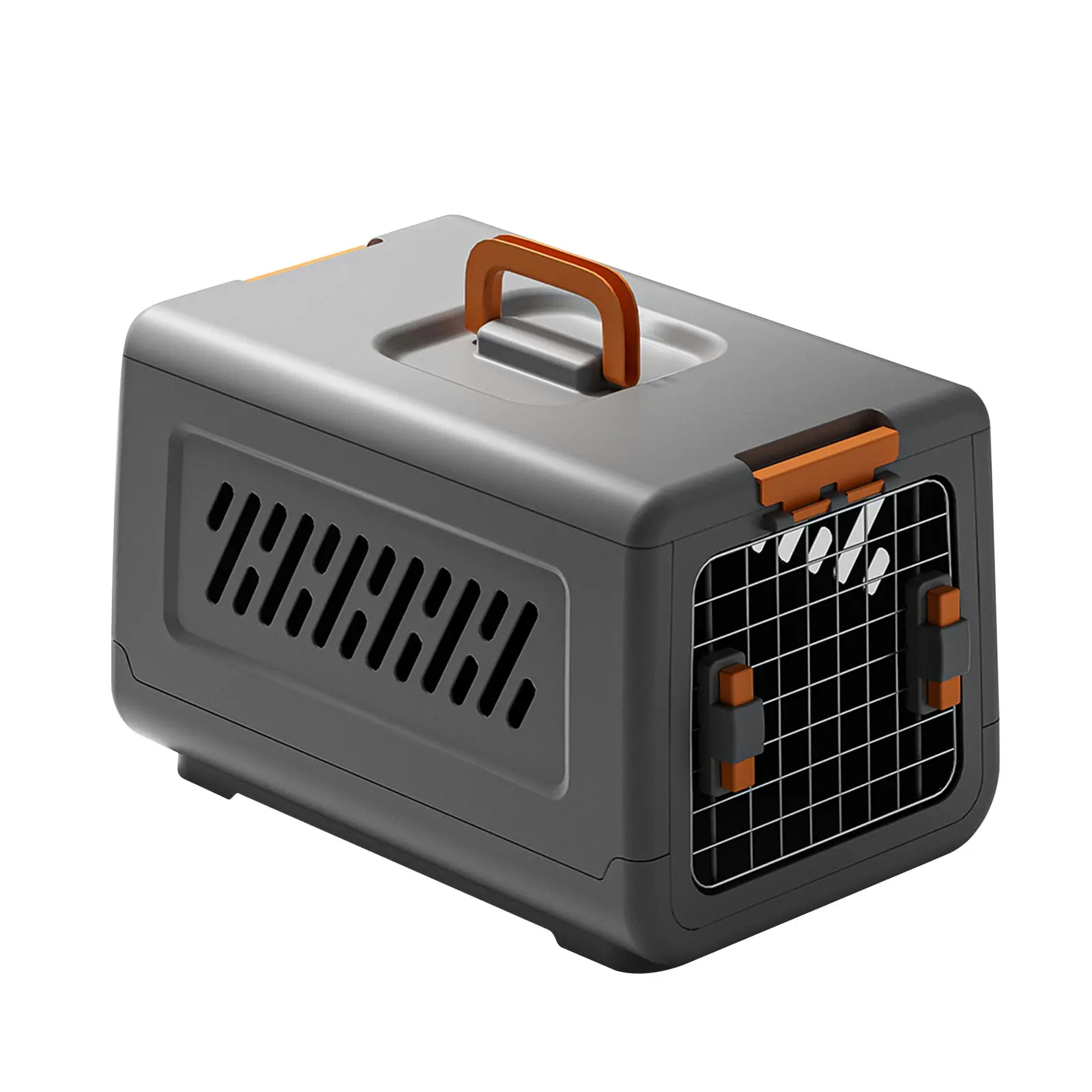 Portable Hard-Sided Pet Carrier for Cats and Small Dogs, Ventilated Detachable Travel Crate with Metal Wire Door, Interior Mesh Tray and Top Carry Handle, Gray