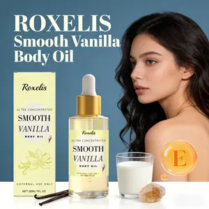 ROXELIS Smooth Vanilla Body Oil - Vanilla Cream Fragrance Long-Lasting Moisturizing Hydrating Nourishing Lightweight Body Oil