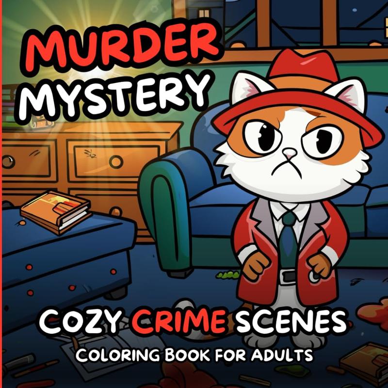 Cozy Crime Scenes: Murder Mystery. A Cute and Comfy Coloring Book That Tells A Story. 50 Hygge Vibes Images to Color