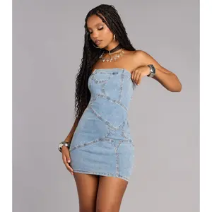 Star Struck Denim Tube Mini Dress