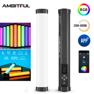 AmbitfulA2 Fill Light Wand, Handheld LED Fill Light, Grid RGB, Internet Celebrity Anchor Live Streaming & Photography Ambient Lighting, Outdoor Shooting Mini Light Painting Wand, Light & Shadow Costume Change Light, Camping Light with Grille Design