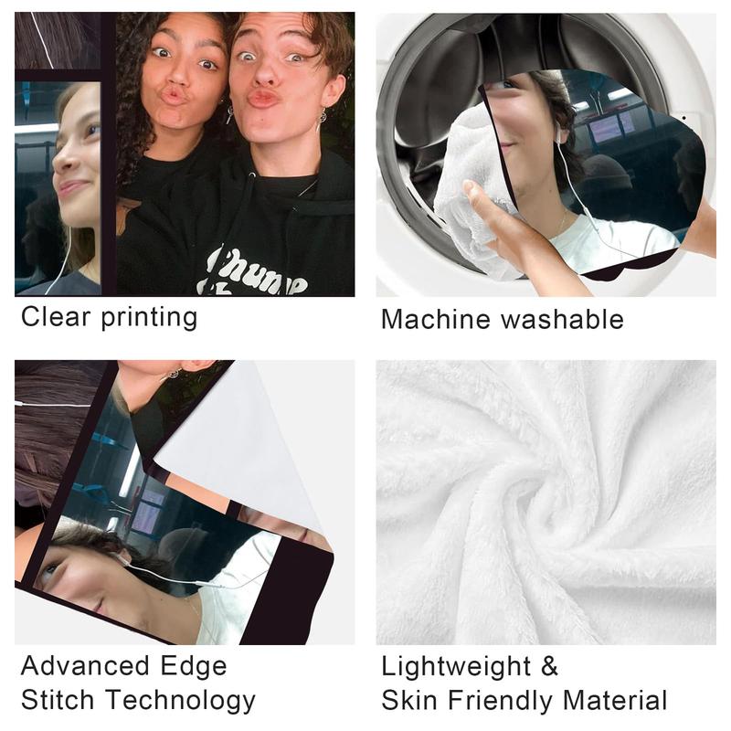 BARLEY ONE Click “Shop Chat”, Send Photos, Custom Blanket with Picture Personalized Photo Throw Blanket Customized Text Fleece Blanket for Girlfriend Boyfriend Wife Husband Couple Gifts